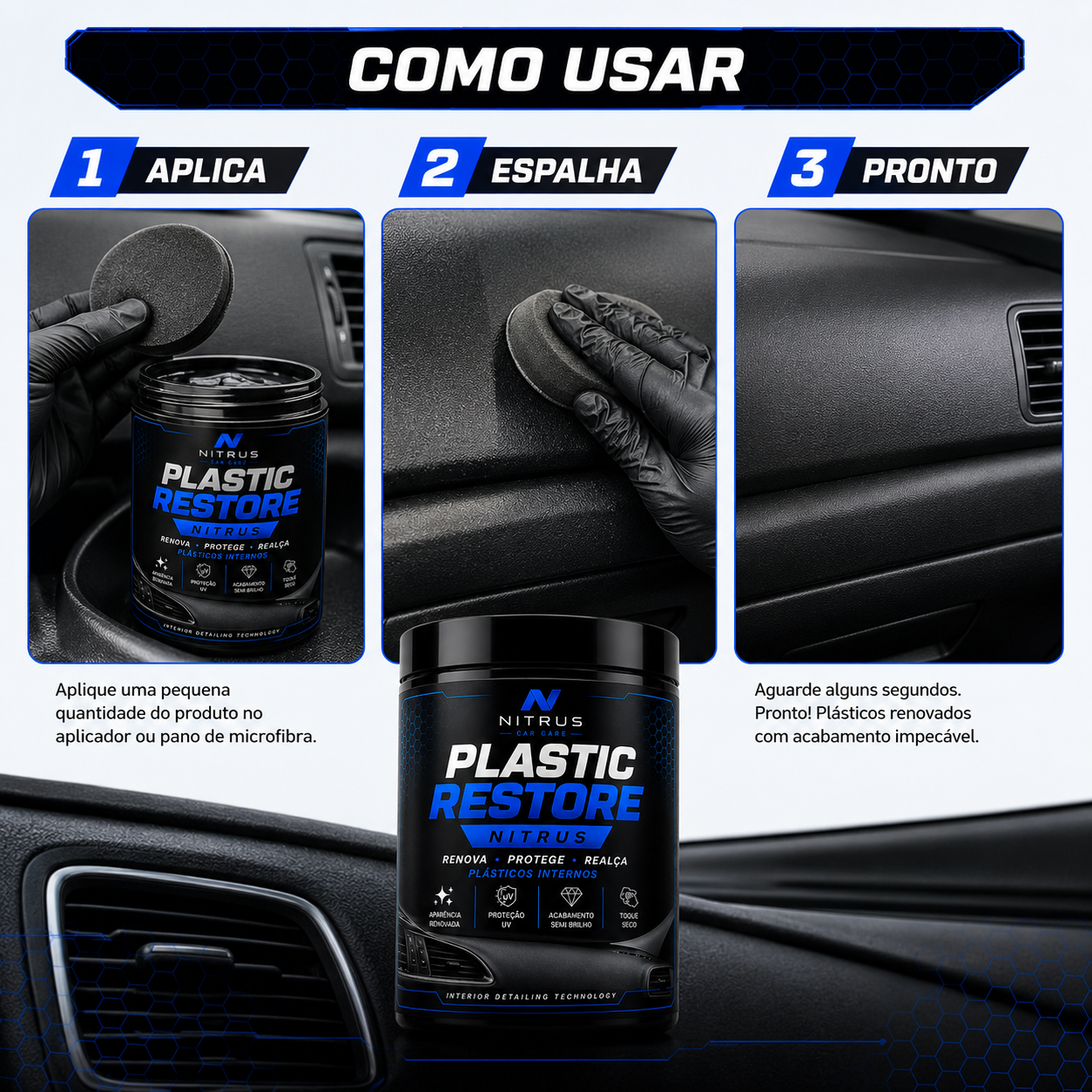 Plastic Restore Nitrus - Revitalizador de Plástico Automotivo Interno